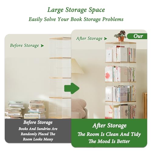 Estantería giratoria 360 de madera y acrílico transparente para libros 4