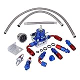 OSIAS Universal Adjustable Aluminum FPR Fuel Pressure Regulator Kit +160 Psi Pressure Gage AN6-6AN F