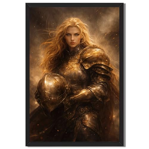 Framed Warrior Woman Poster Canvas Print Art Wall Art Pictures