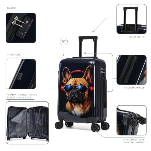 Image of InUSA Dog Print 20-Inch Carry-on Hardside Spinner Luggage Durable TSA Lock