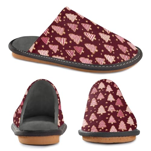 Slippers for Women Cookies Five-pointed Star Pattern Soft Winter Warm Shoes Indoor Outdoor Non-Slip House Travel Slippers4