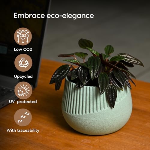 Image of Eha Earth Friendly Oreo 4 inch Small pots for Indoor Plants with 2 Growmix| Pack of 4| Made with Bamboo Fibers|Table Top Planters for Home Decor and Office, Flower Pot for Living Room|Multicolor