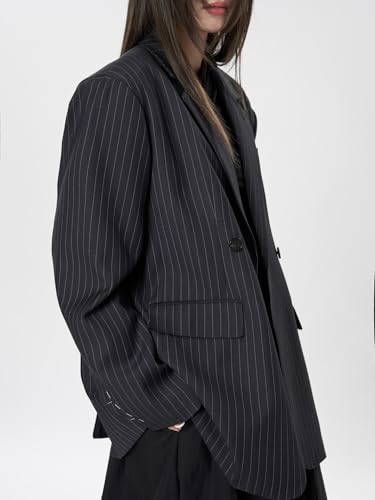 Oversized Pinstripe Double-Breasted Business Suit Causal Jacket Blazer3
