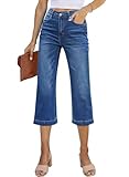 Sidefeel Women's Wide Leg Jeans High Waisted Stretchy Capri Denim Pants Trendy Jeans for Women 2025 Size 12 Blue