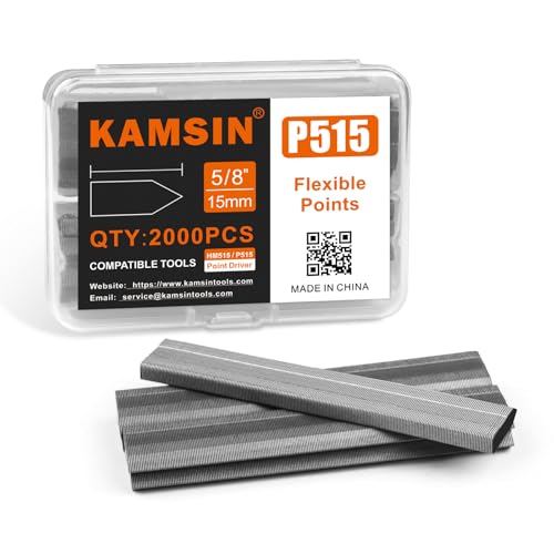 KAMSIN P515 Flexible Points, 9/16-inch(15mm) Length, Compatible with Dual Drive Point Driver for Picture Framing (2000PCS/BOX)