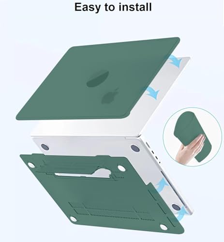 Image of Midkart Kickstand Case Compatible with MacBook Air 13.6 inch M5 M4 M3 M2 Release 2026-2022 A3449 A3240 A3113 A2681 Hard Shell Cover Keyguard Dust Plugs for MacBook Air 13 inch Case, Matte Green
