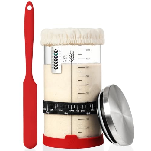 Image of Sourdough Starter Jar Kit, 40 OZ Large Wide Mouth Sour Dough Starter Jars Glass, Sourdough Bread Baking Supplies, Sourdough Tools for Beginners and Pro, 1 Pack