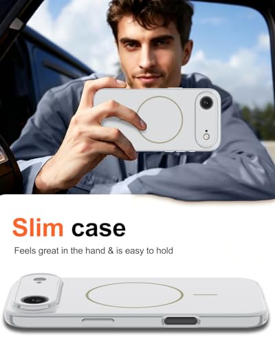 Image of Magnetic for iPhone Air Case,Shockproof Matte Cover,White | with Screen Protector,Compatible with MagSafe,Military Grade Drop Protection,Full Camera Protection,Non-Slip Design Case