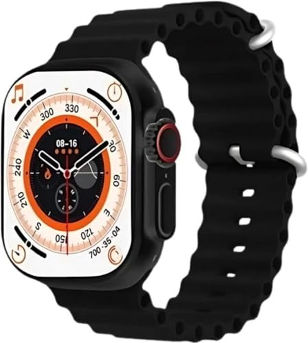 Image of Smartwatch with 49mm Display, Black Silicone Band, Compatible with iOS and Android for Men & Women