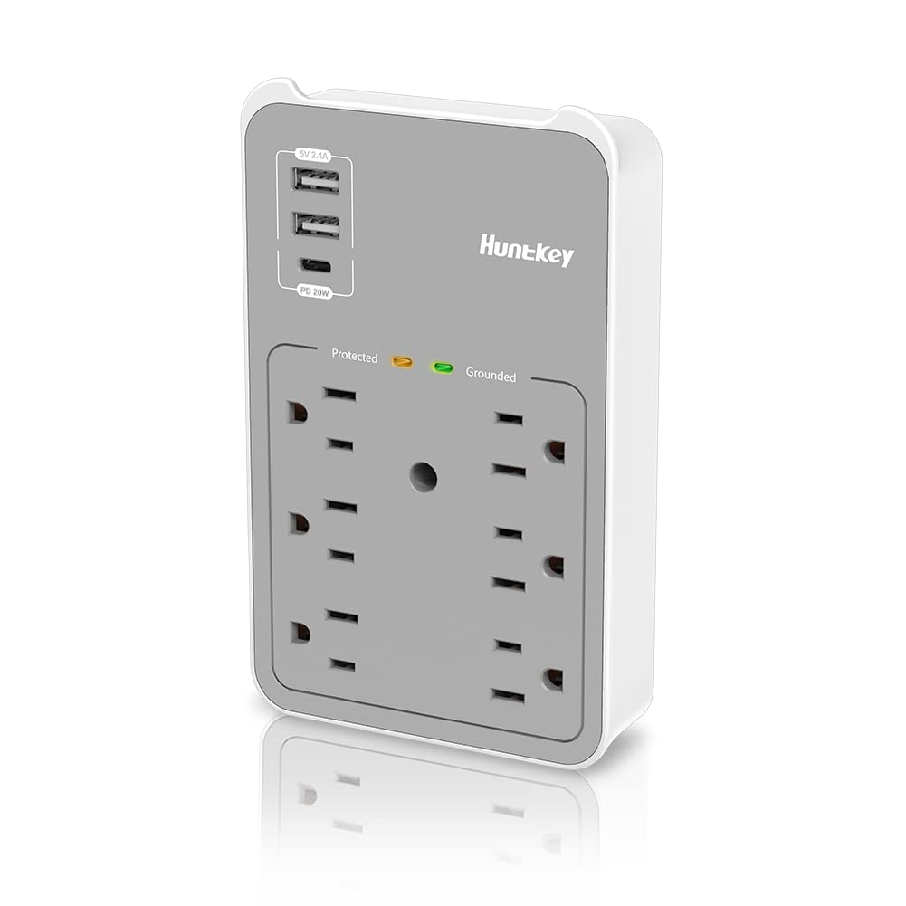 Surge Protector Wall Outlet Extender, Huntkey Multi Plug with USB C PD