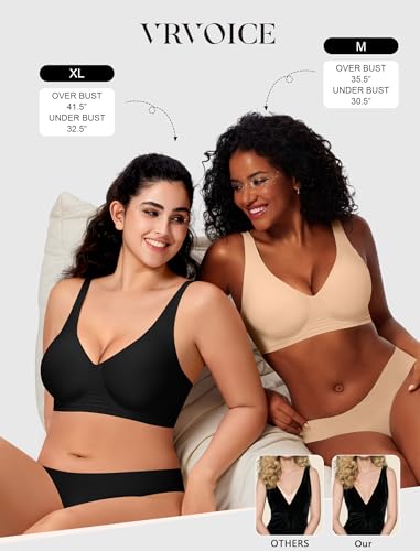 Womens Deep V Wireless Bras Comfortable No Underwire Supportive Push Up Seamless Plunge Bralette Tshirt Bra2