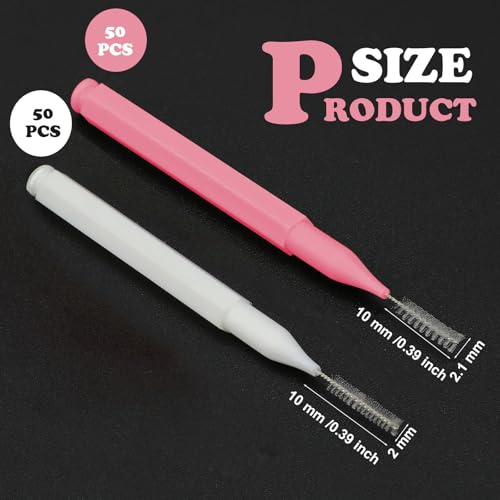 Image of Patelai 100 Pieces Braces Dental Brush for Cleaner Interdental Toothpick Dental Tooth Flossing Head Oral Hygiene Flosser Toothpick Cleaners Tooth Tool(White, Light Pink,Multiple Sizes)