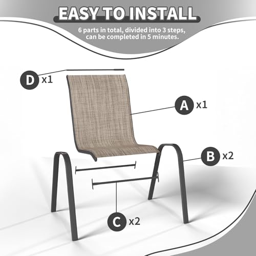 UDPATIO 6er Set Gartenstühle Stapelbare, FQ260114
