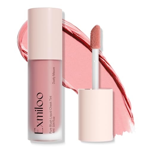 Exmiloo Mattes Liquid Blush, Flüssiges Rouge mit Leichter Textur, Aufbaubare Farbe mit Natürlichem Mattem Finish, für Wangen & Lippen, Vegan & Tierversuchsfrei, Farbton: Dusty Mauve