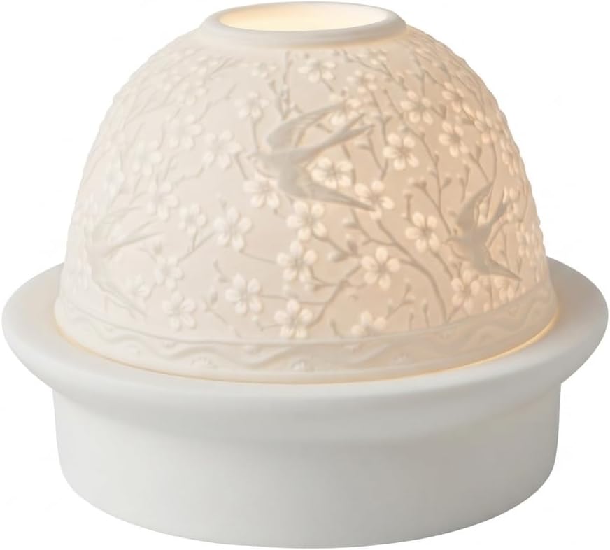 Cherry Blossom, LED Light, Porcelain, 4.75-inch Width x 3-inch Height, Home Decor