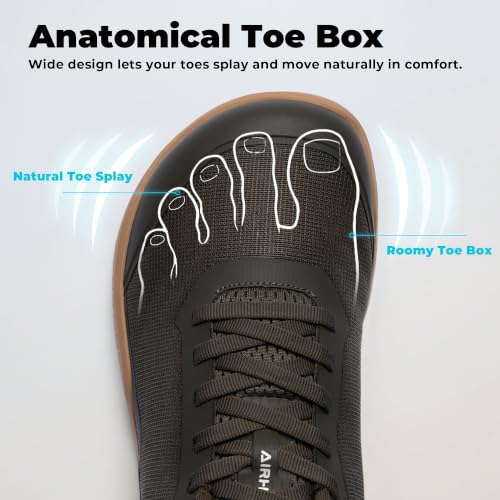 Image of AIRHAS Men's Barefoot Training Shoes Zero Drop Minimalist Sneakers Anatomical Toe Design for Weightlifting and Fitness