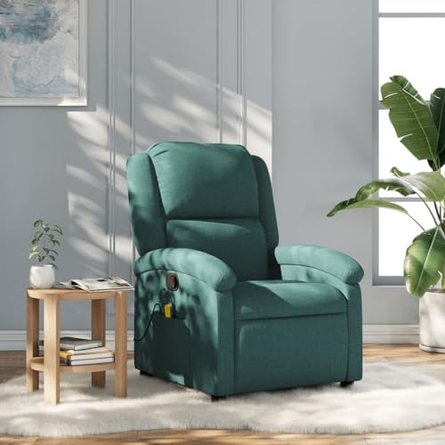 Brokky Sillón de Masaje Sillon Relax reclinable Sillon Masaje Lounge Chair Sillon Relax reclinable de Tela Verde Oscuro / 371769