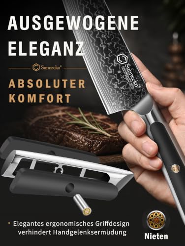 Sunnecko Kochmesser 20cm Damastmesser mit Ergonomischer Griff Küchenmesser – Ansicht 6