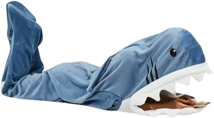 Original Shark Blanket Hoodie Onesie | Wearable Blanket for Adults & Teens | Cozy Shark Costume for Lounging & Sleepovers
