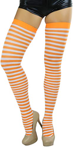 Image of ToBeInStyle Women's Opaque Hosiery Thin Striped Thigh High Long Stocking