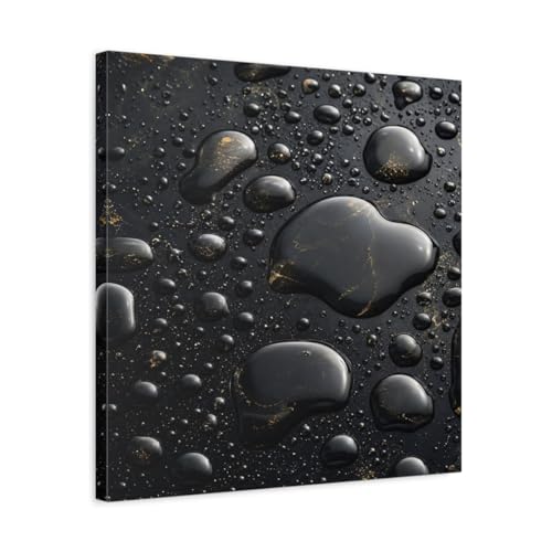 Impression sur toile premium gouttes or et noir châssis 3 cm