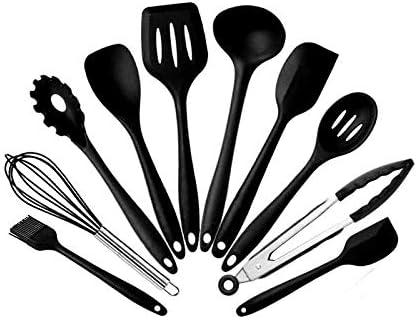 Cooking Utensils Silicone Kitchen Utensil Set 10 Piece Insulation Handle Easy To Clean Heat Resistant Kitchen Tools Suitable For Cooking And Baking Black Buy Online At Best Price In Uae Amazon Ae