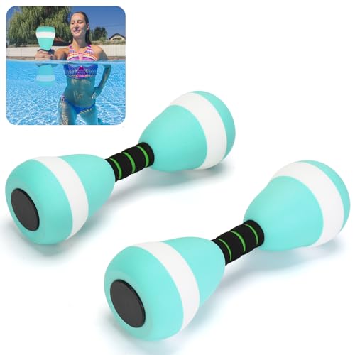 Aquatic Dumbbells, 2PCS Foam Water Weights, Aerobic Exercise Fitness Equipment Dumbbell, Dumbbells Set for Aerobics Weight Loss, Pool Fitness, Water Exercise (Cyan)