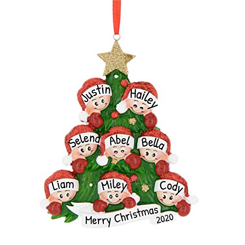 Personalized Christmas Tree with 8 Faces Family Ornament 2019 - Mother Father Child