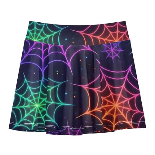 Girls' Shorts Athletic Skorts Colorful Neon Spider Webs Kids Tennis Skirts Rainbow Cheer Skirt 3t