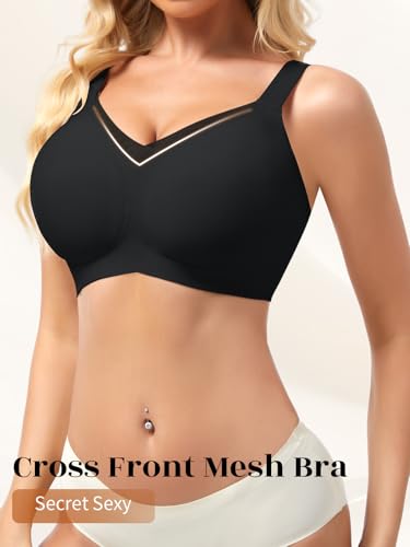 Wireless Bras for Women with Support V Mesh No Underwire Everyday Bras Full Coverage Push Up Bralette4