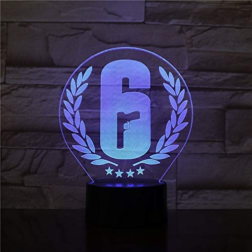 Lampada Da Notte LED Rainbow Six Siege - 7 Colori - Telecomando E Touch - USB - Decorazione Camera - Foto 6