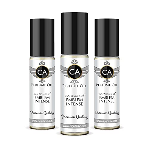 CA Perfume Impression of Emblem Intense for Men Eau De Parfum Aromatic Spicy Scent Long Lasting Cologne for Men Travel Size TSA Ready for Day and Night Wear 0.33 Fl Oz 10ml (Pack of 3)