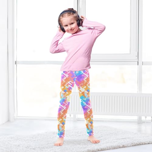KLL Abstract Rainbow Stripes Toddler Girl Legging Stretch High Waisted Leg Yoga Pants Running4