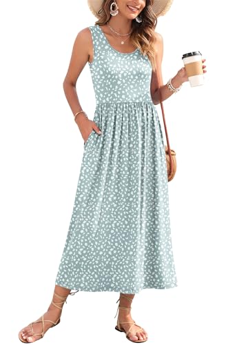 Image of WNEEDU Women's Summer Maxi Dress Casual Sleeveless Sundress