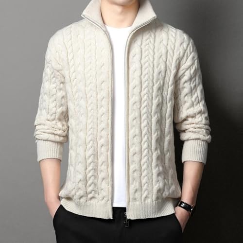 Men's Cable Knit Full Zip Sweater Stand Collar Fashion Casual Sweater Cardigan Long Sleeve Winter Sweaters2
