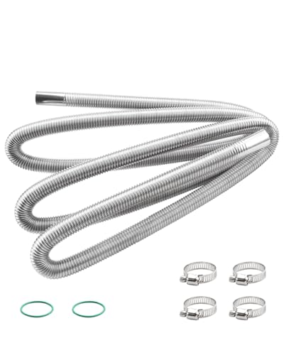 DZG Diesel Heater Exhaust Pipe 118.1inch/ 300cm Stainless Steel Flexible Exhaust Hose for Parking Air Heaters Fuel Tanks & Generators Durable Gas Vent Hose Replacement Pipe