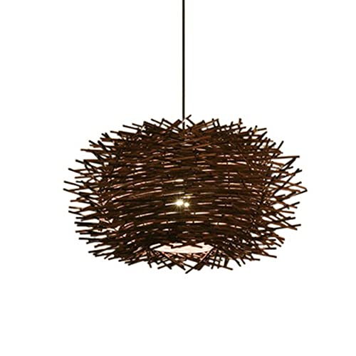 Pantalla de lámpara de ratán Vintage Tejida a Mano, Cesta de Mimbre Tejida a Mano, Cesta de ratán de bambú para Comedor, Sala de Estar y Restaurante.