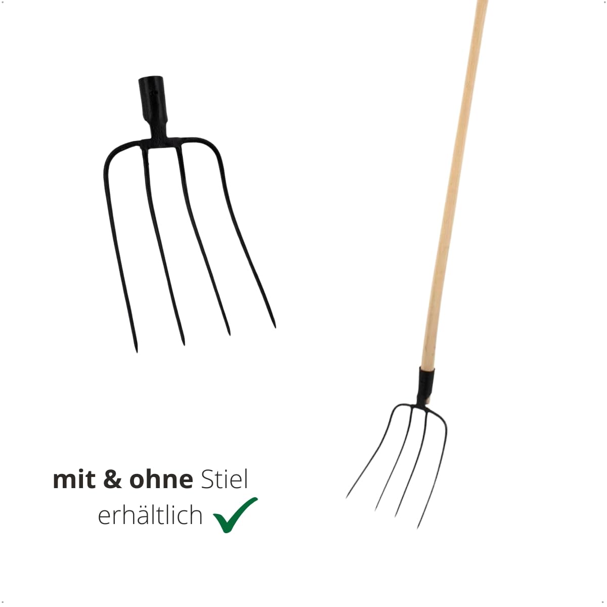 Rekord Dunggabel (Stahl, geschmiedet) mit 4 Zinken, Arbeitsbreite: ca. 22 cm, optional auch mit 130 cm Stiel verfügbar, Mistforke, Mistgabel, Forke, Kompostgabel