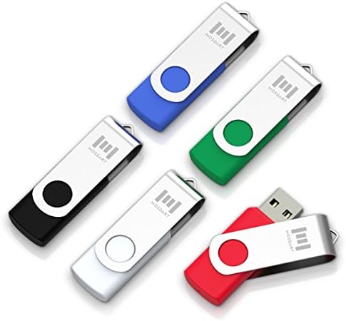 5 X MOSDART 8GB USB 2.0 Flash Drive Swivel Thumb Drives Bulk Jump Drive Zip Drive Jump Drive Memory Stick with Led Indicator,Black/Blue/Red/White/Green(8GB,5pack Mix Color)