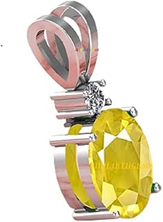 Ayush Gems 5.00 Carat Natural Yellow Sapphire Pendant/Locket Pukhraj Stone Original AAA+ Quality Gemstone Silver Plated Pe... Price In India