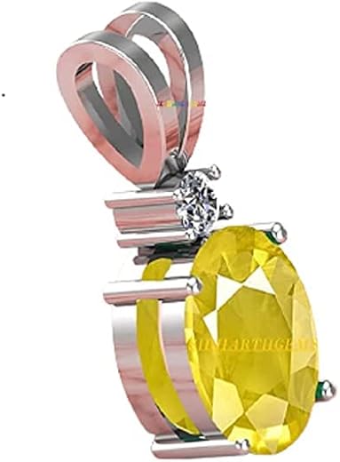 Ayush Gems 5.00 Carat Natural Yellow Sapphire Pendant/Locket Pukhraj Stone Original AAA+ Quality Gemstone Silver Plated Pe...