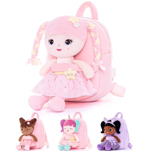 Lazada Girls Backpack with Doll Toddler Toys Baby Girls Gifts Rag Dolls Backpack 9.5“