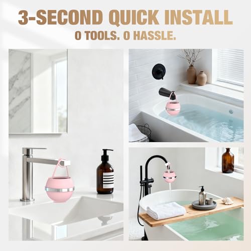 Image of SHLLKTTRY Bath Water Filter for Tub Faucet with Overflow,Filtration,Remove Contaminants,Chlorine,Fluoride,Hard Water Softener,Enhances Health of Skin,Hair,Nails,Relieve Eczema,3,000 Gallons,Pink