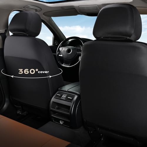 Image of Coverado Seat Covers Front Seats, Leather Automotive Seat Covers 2-Pack, Mesh Breathable Auto Seat Protectors, Driver Seat Covers Universal Fit for SUV, Truck, Vans, Sedan