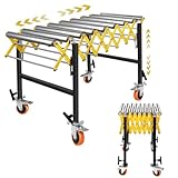 980LBS Expandable Heavy-Duty Roller Conveyor Stand with Wheels, 23.6