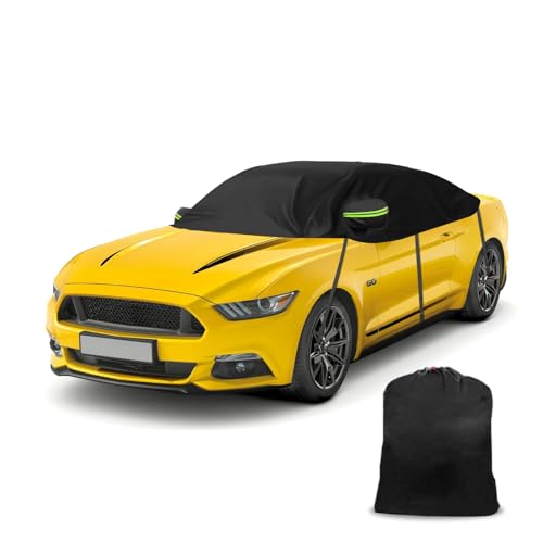 Gpaentsn 300D Black Oxford Half Car Cover Compatible with 2005-2024 Ford Mustang S-197/S550/S...