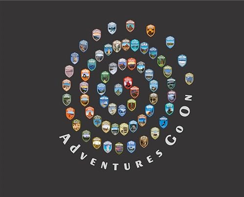 The T-shirt features all 63 US National Parks in a spiral design. (L, Black)4