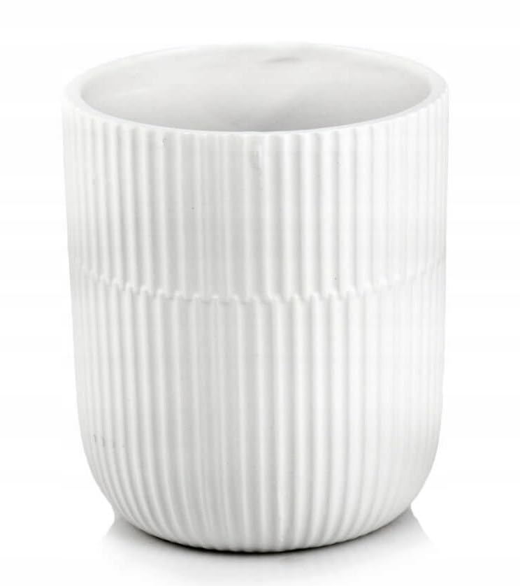 Housse de pot de fleurs en céramique striée blanc mat 13 cm cache-pot