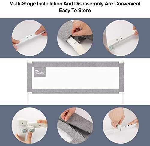 Luchild Toddler Bed Rail Guard, 200cm Vertical Lifting Bed Guard, Anti-Fall Baby Bed Protection Guard for Toddler Baby and Children - One Side