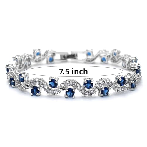 18K white gold bracelet paired with sapphire moissanite in a fashionable design style, showcasing your charm and temperament when wearing it as a birthday gift2